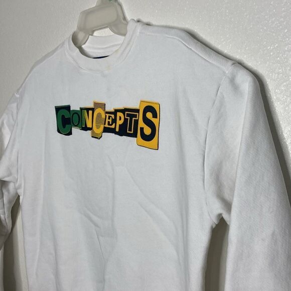 CONCEPTS White Randsom Crewneck 100% Cotton Sweatshirt Size XS - Picture 2 of 8